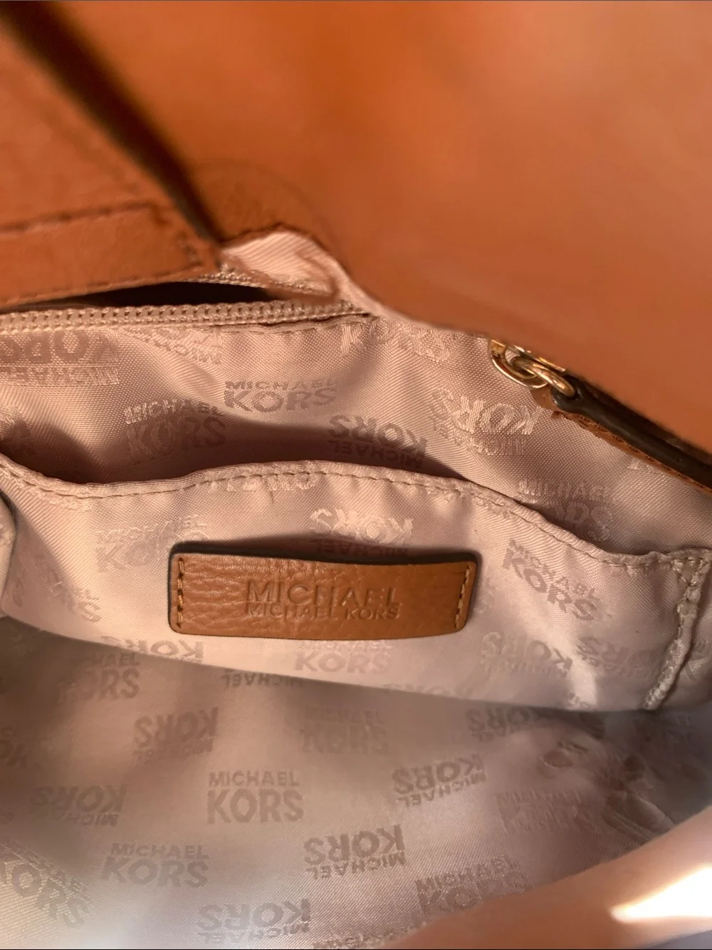 Michael Kors Brown & Tan Logo Tote with Gold Hardware